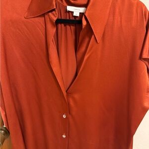Vince Terracotta Button-Up Blouse